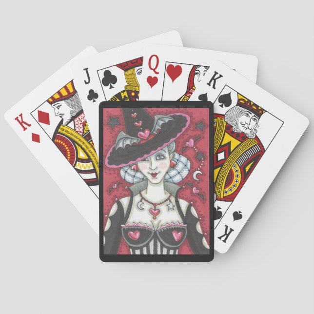 Goth Witch WICKED VALENTINE PLAYING CARDS Bicycle (Back)