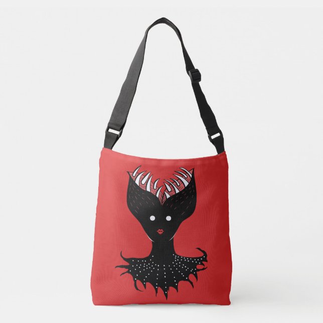 Goth Witchy Demon Girl Horror Crossbody Bag (Front)