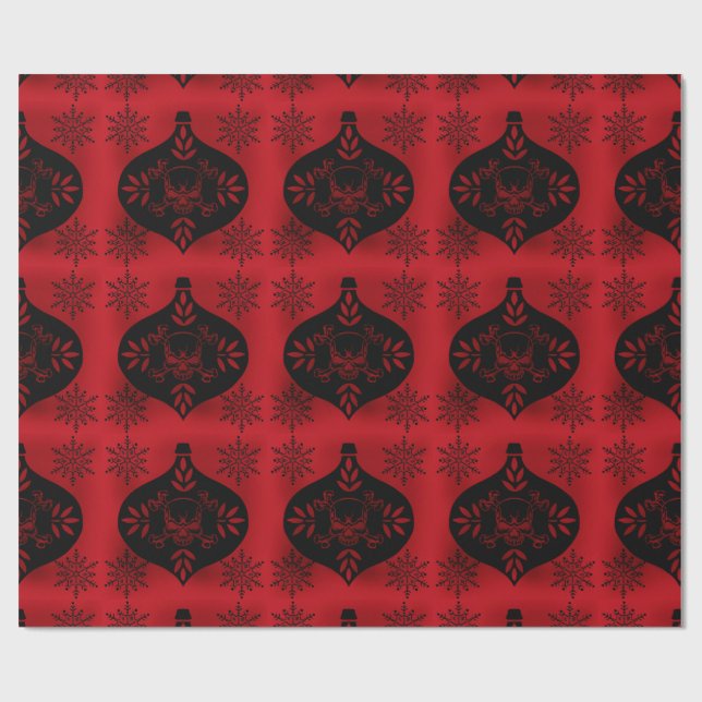 Goth Wrapping Paper with Skull Ornament (Flat)