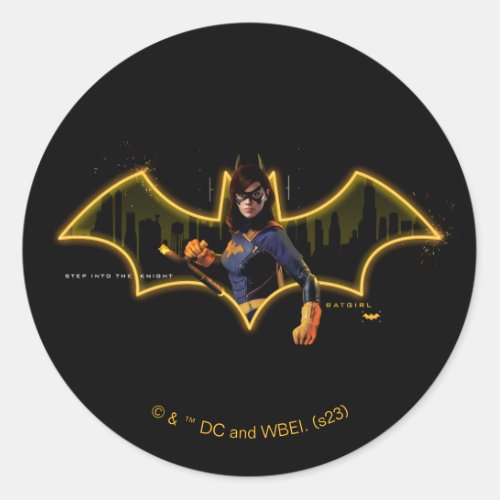 Gotham Knights Batgirl in Logo Classic Round Sticker