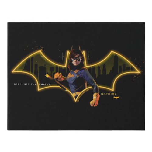 Gotham Knights Batgirl in Logo Faux Canvas Print