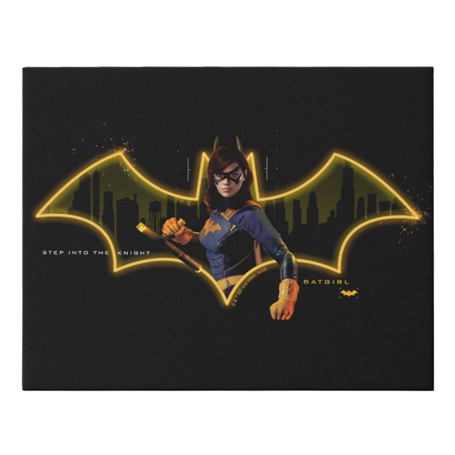 Gotham Knights Batgirl in Logo Faux Canvas Print (Front)