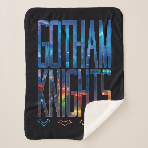Gotham Knights City Lettering Sherpa Blanket