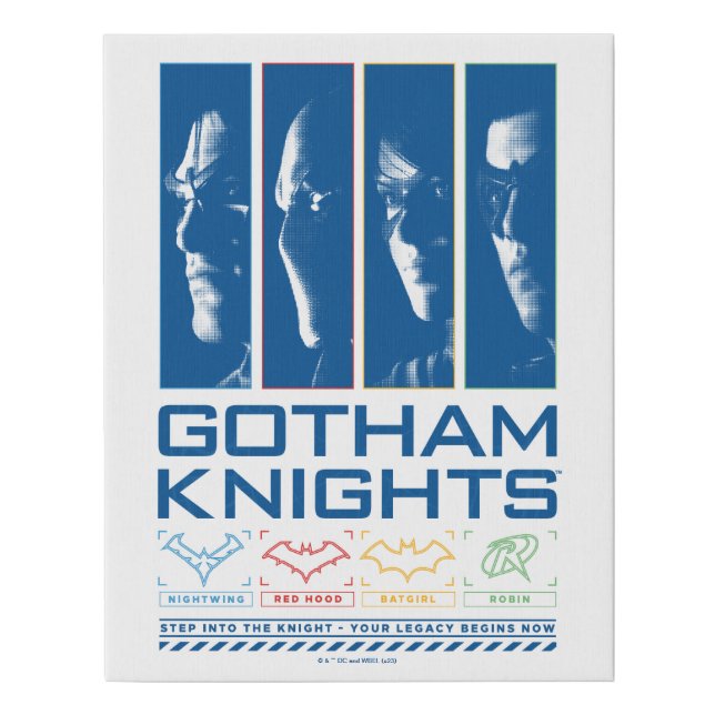 Gotham Knights Face Panels Faux Canvas Print (Front)