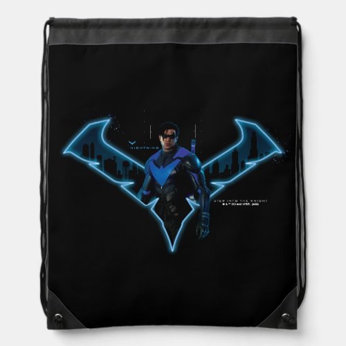 Gotham Knights Nightwing in Logo Drawstring Bag