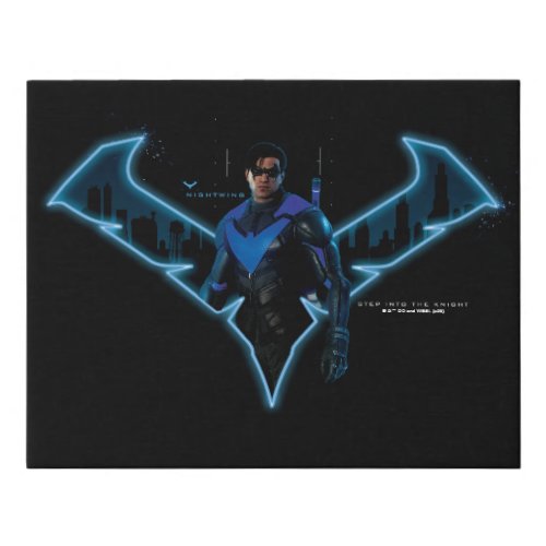 Gotham Knights Nightwing in Logo Faux Canvas Print