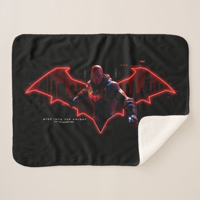 Gotham Knights Red Hood in Logo Sherpa Blanket (Front (Horizontal))