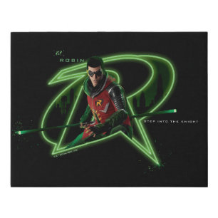 Gotham Knights Robin in Logo Faux Canvas Print