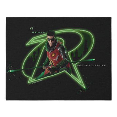 Gotham Knights Robin in Logo Faux Canvas Print