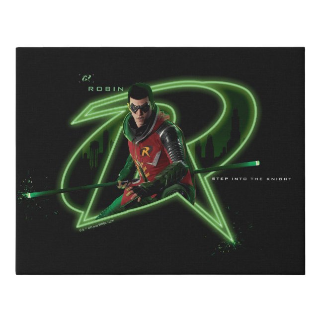Gotham Knights Robin in Logo Faux Canvas Print (Front)