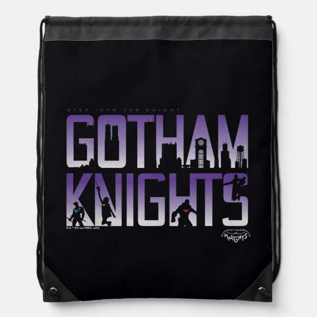 Gotham Knights Silhouettes in Title Drawstring Bag (Front)