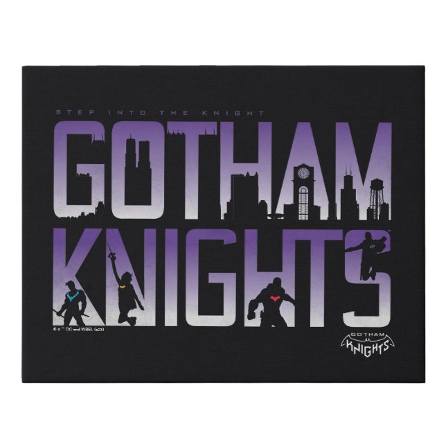 Gotham Knights Silhouettes in Title Faux Canvas Print (Front)