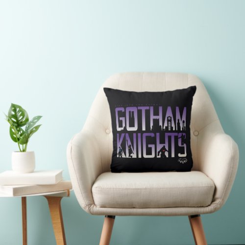 Gotham Knights Silhouettes in Title Throw Pillow