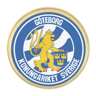 Gothenburg Round Emblem Gold Finish Lapel Pin