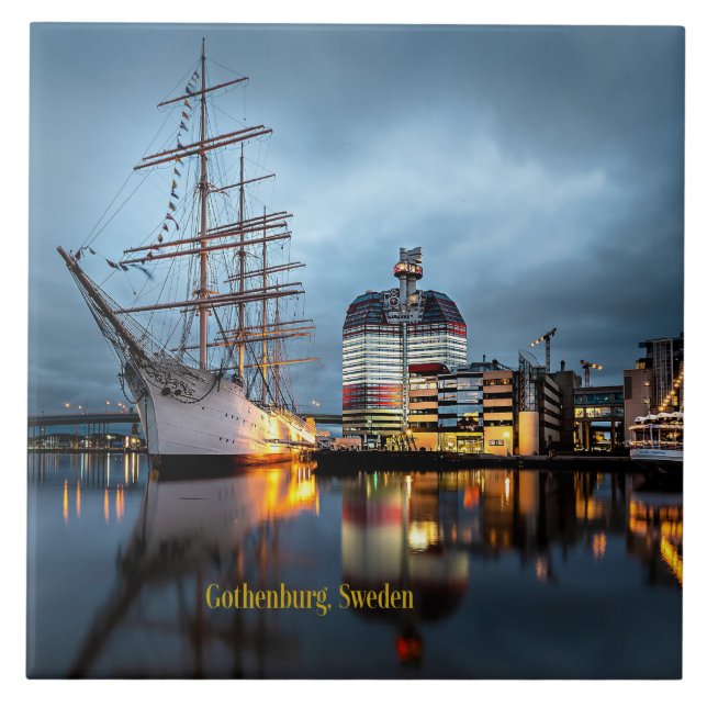 Gothenburg, Sweden at night Ceramic Tile (Front)