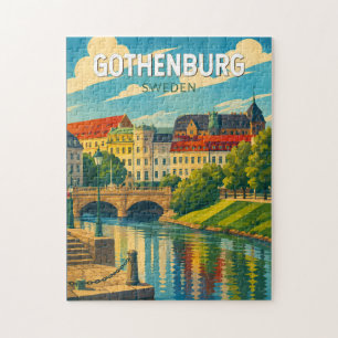 Gothenburg Sweden Illustration Travel Art Vintage Jigsaw Puzzle