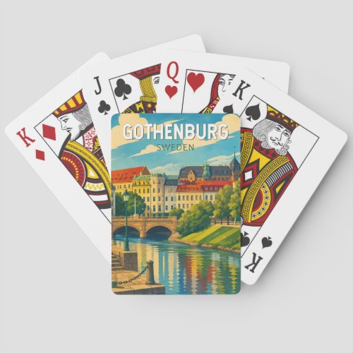 Gothenburg Sweden Illustration Travel Art Vintage Poker Cards