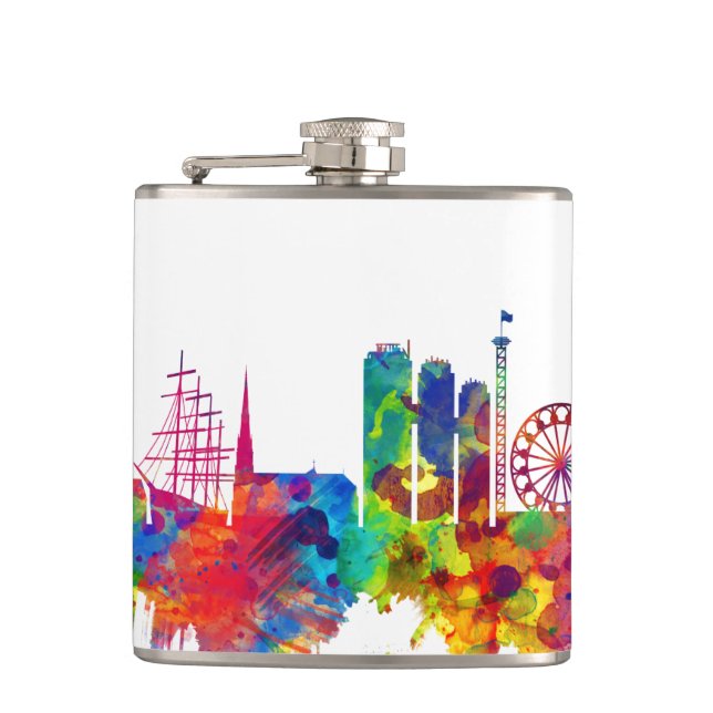 Gothenburg Sweden Skyline Flask (Front)