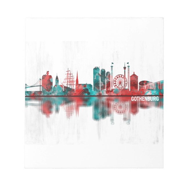 Gothenburg Sweden Skyline Notepad (Front)