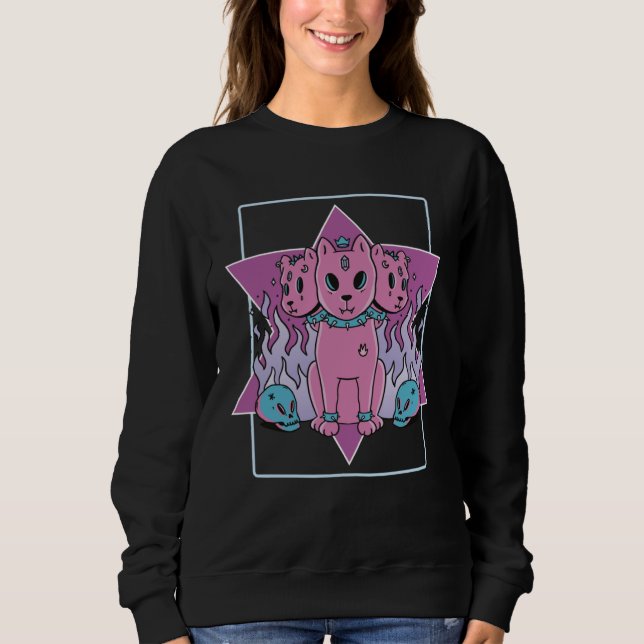 Gothic 3 Heads Cats Sweatshirt (Front)