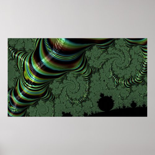 Gothic 3D Jack Bean Stalk Green Black Fractal Poster