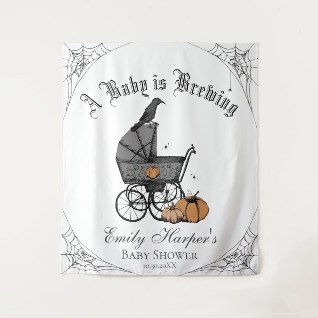 Gothic A Baby is Brewing Baby Shower Backdrop (Front)