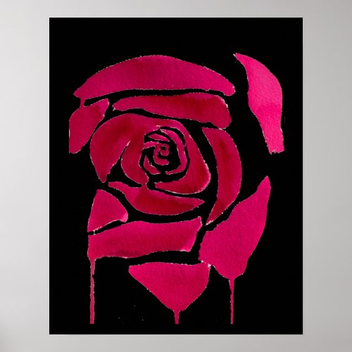 Gothic Abstract floral bleeding Rose Original art Poster