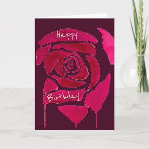Gothic abstract rose watercolor birthday card