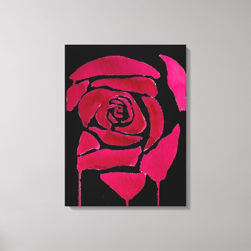 Gothic Abstract Rose watercolor floral art Canvas Print