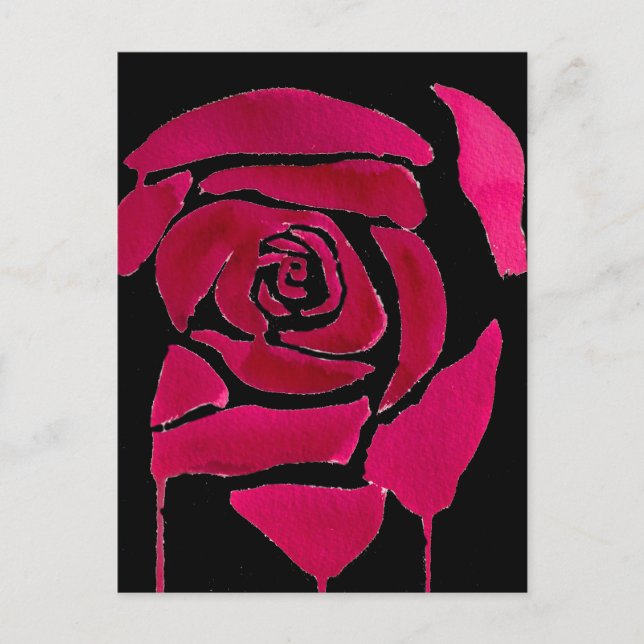 Gothic abstract rose watercolor origianal art postcard (Front)