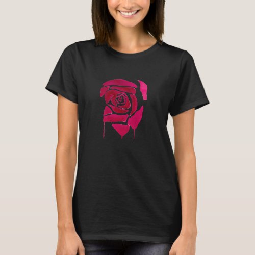 Gothic abstract rose watercolor origianal art T_Shirt