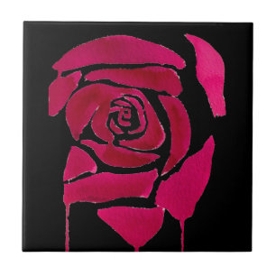 Gothic abstract rose watercolor origianal art tile