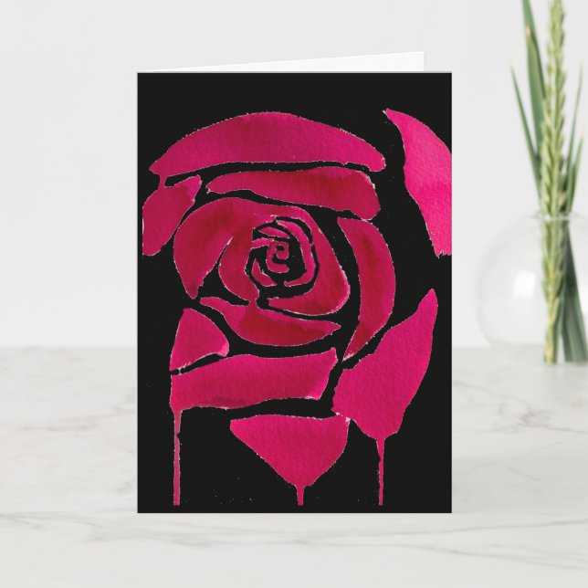 Gothic abstract rose watercolor original art card (Front)