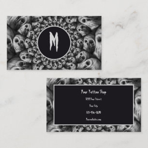 Gothic Abstract Skulls Black And White Monogram Business Card