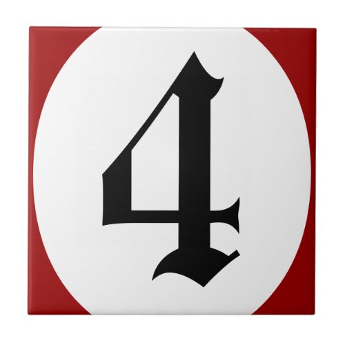 Gothic address number red circle tile