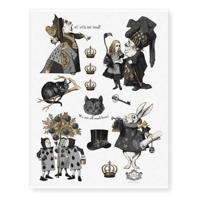 Gothic Alice black and gold  Temporary Tattoos (Front)