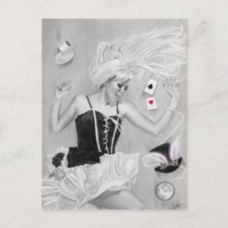 Gothic Alice in Wonderland Falling Postcard