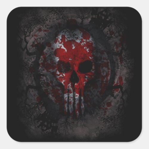 Gothic Alien Skull Square Sticker
