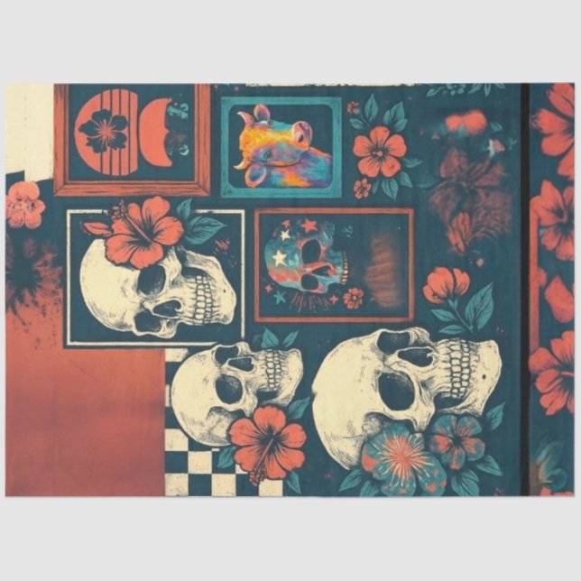 Gothic Americana Mood Board Collage Decoupage  Tissue Paper (Front)