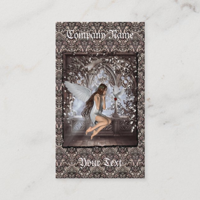 Gothic Angel and Her Dove Business Card (Front)