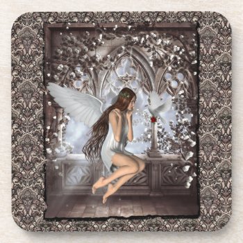 Gothic Angel And Her Dove Coaster by UTeezSF at Zazzle
