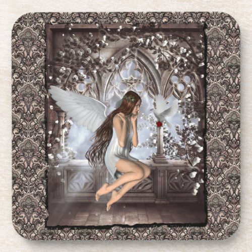 Gothic Angel and Her Dove Coaster