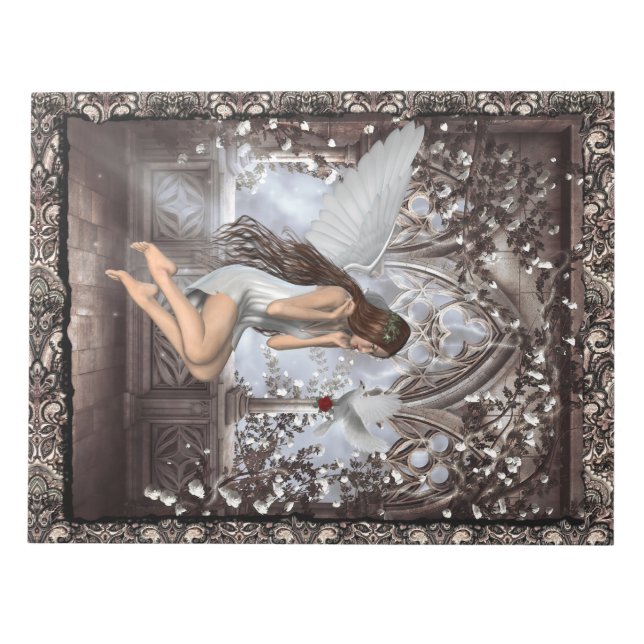Gothic Angel and Her Dove Notepad (Front)