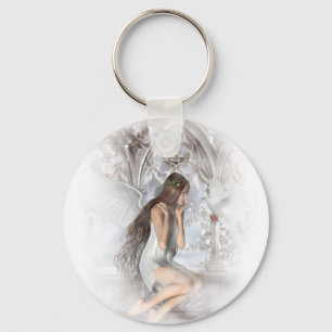 Gothic Angel and Her Dove Vignette Keychain
