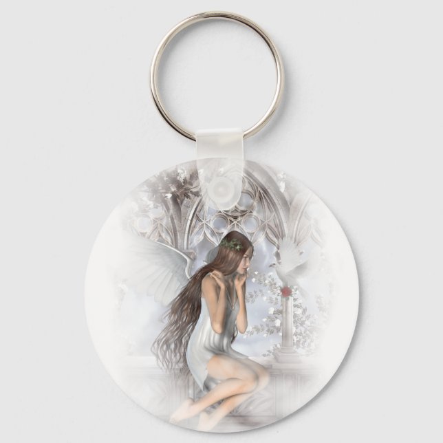 Gothic Angel and Her Dove Vignette Keychain (Front)