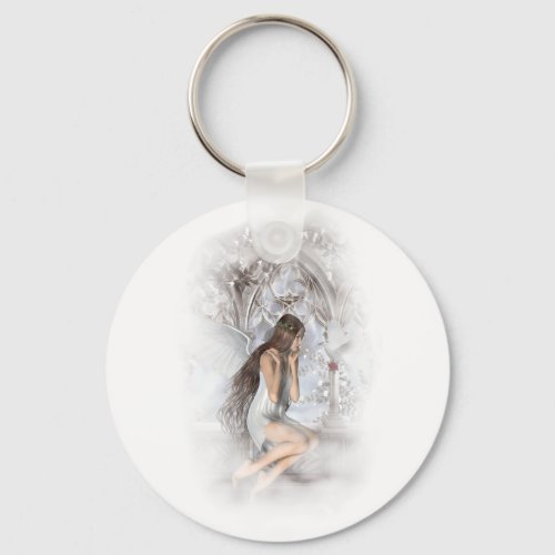 Gothic Angel and Her Dove Vignette Keychain