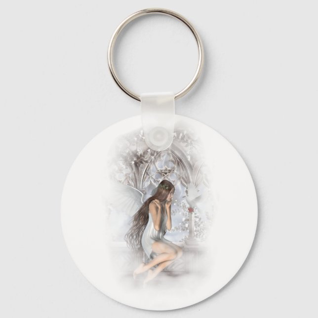Gothic Angel and Her Dove Vignette Keychain (Front)