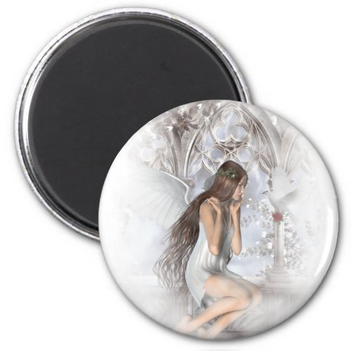 Gothic Angel and Her Dove Vignette Magnet