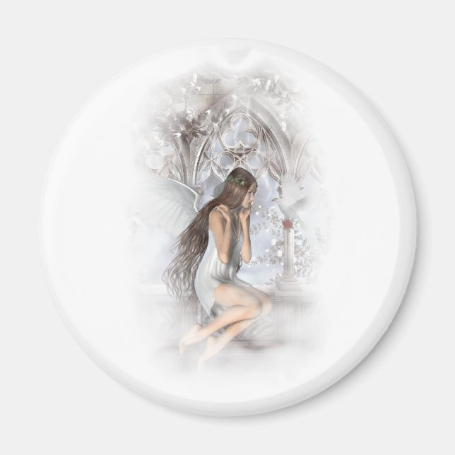 Gothic Angel and Her Dove Vignette Magnet (Front)