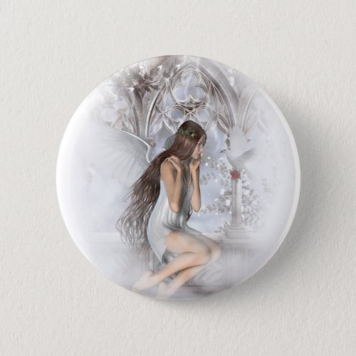 Gothic Angel and Her Dove Vignette Pinback Button